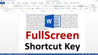 MS Word Full Screen Shortcut Key
