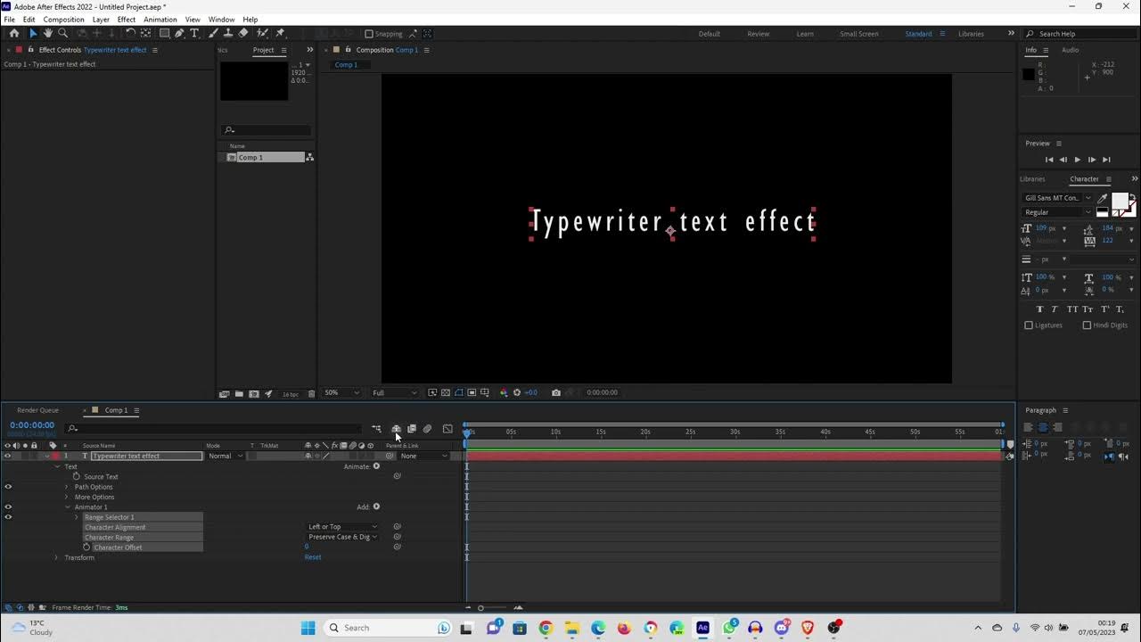Typewriter Text Effect. Adobe After Effects Tutorial YouTube