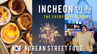 Incheon food market 🎡 Street food, Chinatown \& Wolmido Park Korea vlog