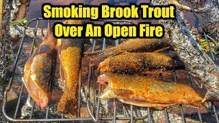 Smoking Brook Trout Over An Open Fire
