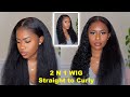 The Best 2 IN 1Wig!! Crystal Lace Front & Super Natural Hairline!! Straight to Curly!!!GeniusWigs