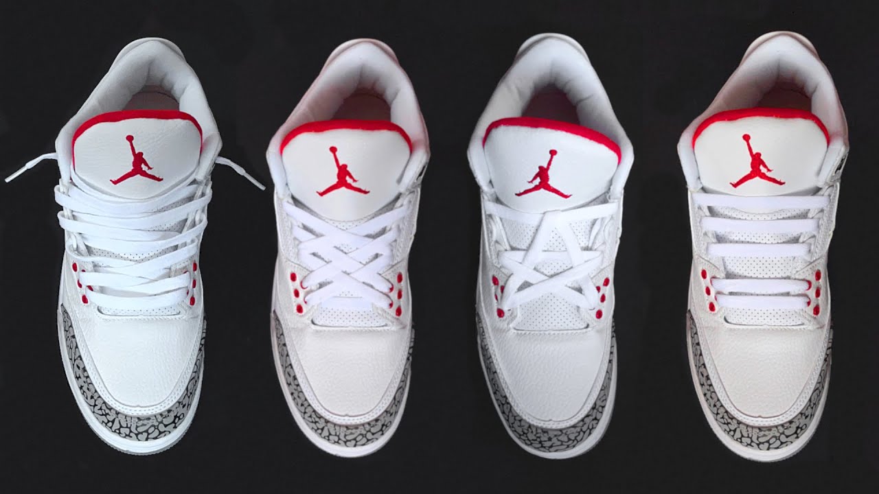 4 NEW Ways How To Lace Nike Air Jordan 3's | Nike Air Jordan 3 Lacing ...