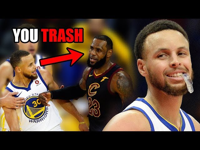 LeBron James blocks Stephen Curry and trash talks him
