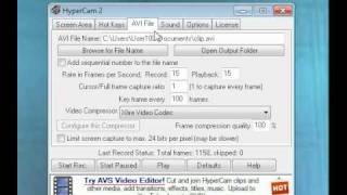 How to change the video codec on hypercam