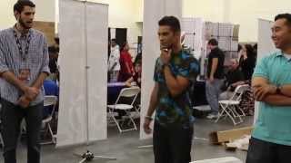 Hector David Jr. (Green Samurai Ranger) Jumps over The Samurai Power Rangers at Power Morphicon 2014