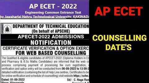 AP ECET 2022| COUNSELING DATES|CERTIFICATE VERIFICATION|WEB OPTIONS|LATEST NEWS|#apecet2022 #ecet