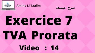 Prorata de Déduction (Tva) : Exercice