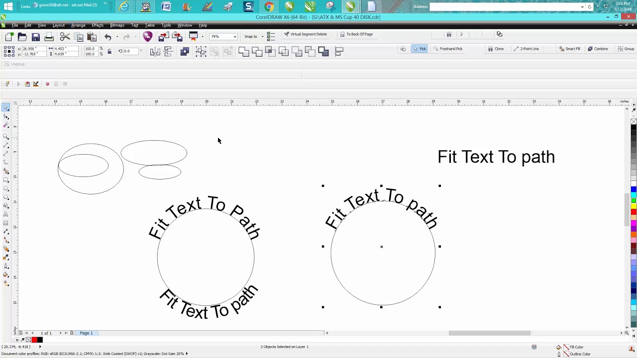 Corel Draw Tips Tricks Fit Text To Path Youtube