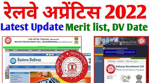 Railway Apprentice latest updates 2022, Merit list, Document verification date, RRC SCR, ER, NCR SER