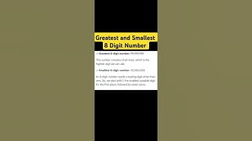 Greatest and Smallest 8 Digit Number #mathematics #number #greatestnumber #smallestnumber