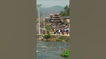 🏚️ Collapsing Village House! #disaster #shortvideo #landslide #viral