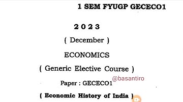 BA first sem economics generic elective course paper Dibrugarh University economic history of India