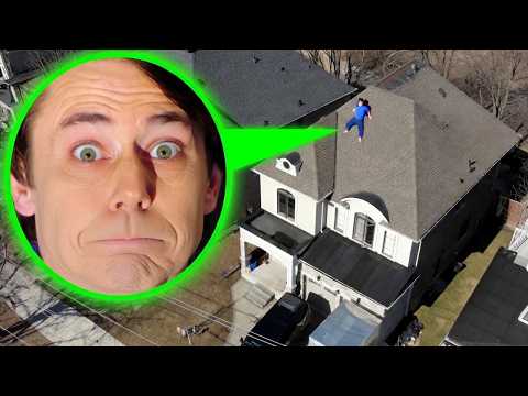 Drone catches STROMEDY with NO MOUTH on the ROOF!