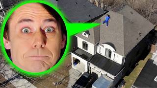 Drone catches STROMEDY with NO MOUTH on the ROOF!