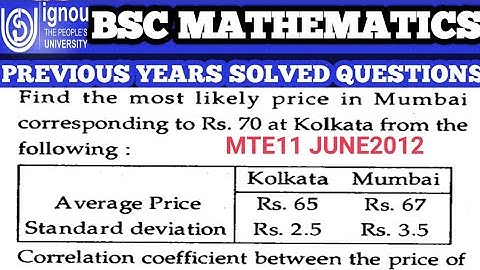 Bsc Mathematics | IGNOU | MTE11 | previous year Solved question | June2012 | Correlation coefficient