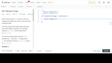 LeetCode 832. Flipping an Image JavaScript Solution: Less Memory Usage Than 100.00%