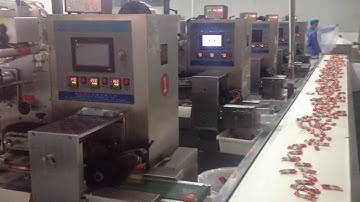 rotary bowl feeding flow wrapping line, automated packaging machine,aligner feeder flowpack machine