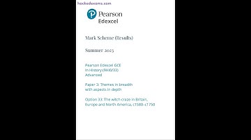 PEARSON EDEXCEL A LEVEL History PAPER 3 2023 MARK SCHEME (9HI0/33)
