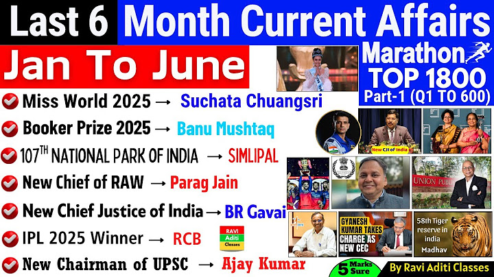 Last 6 Months Current Affairs 2025 | January 2025 To June 2025 | Important Current Affairs 2025