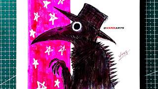 Drawing a Dark Fantasy Plague Doctor with Neon Pink Vibrancy