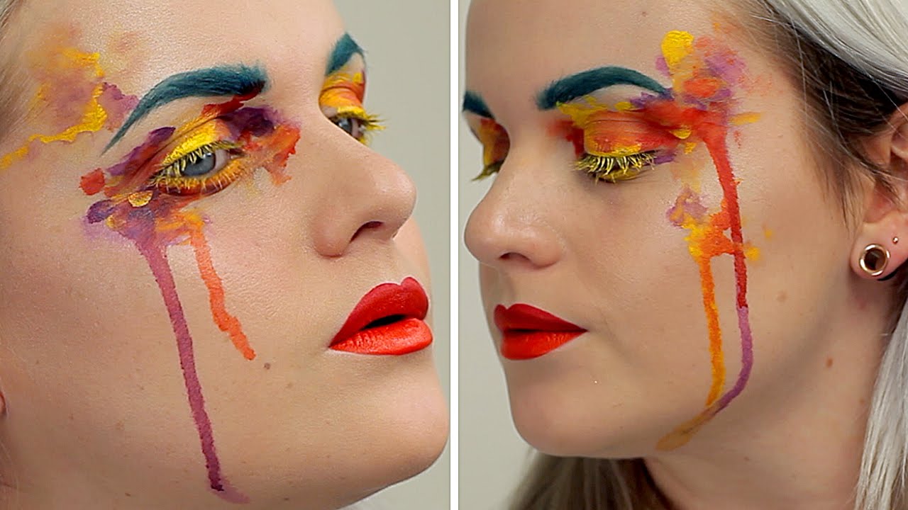 Watercolour Paint Makeup Tutorial Painting Inspired PUNCHINGPICTURES | Creative makeup Makeup tutorial, Watercolor eyes