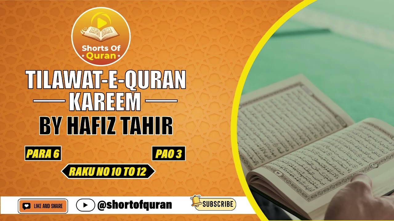 Para 6 Quarter 3 | Juz 6 Part 3 | Beautiful Quran Tilawat in Arabic