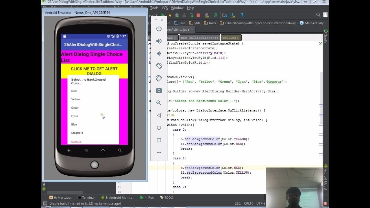 26 Android app development tutorial for beginners | Alert Dialog Adding ...
