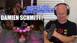 Drum Teacher Reacts: DAMIEN SCHMITT - Best Funky Drummer LIVE + Slow Motion FUNK-FEST!