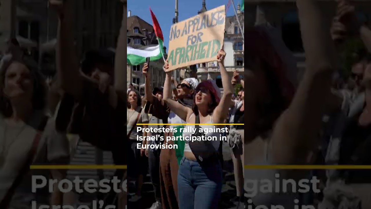 تظاهر محتجون ضد مشاركة إسرائيل في مسابقة الأغنية الأوروبية (يوروفيجن).