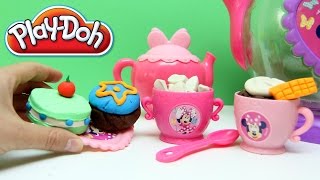 DibusYmas Minnie Mouse Bowtique Tea Playset Disney Junior Mickey Mouse Toys Juego de Té Plastilina