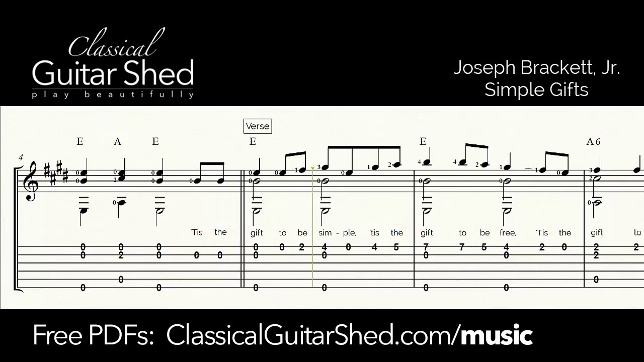 Free Guitar PDF] Joseph Brackett, Jr. - Simple Gifts