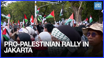 Pro-Palestinian Protesters Rally Outside US Embassy in Jakarta on October 7 Anniversary | Dawn News