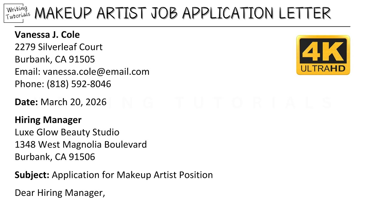 Write Makeup How To Write Makeup Artist Job Application Letter with Sample and ...