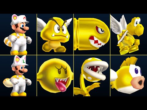 New Super Mario Bros 2 HD All Coin Rush Packs with White Racoon Mario
