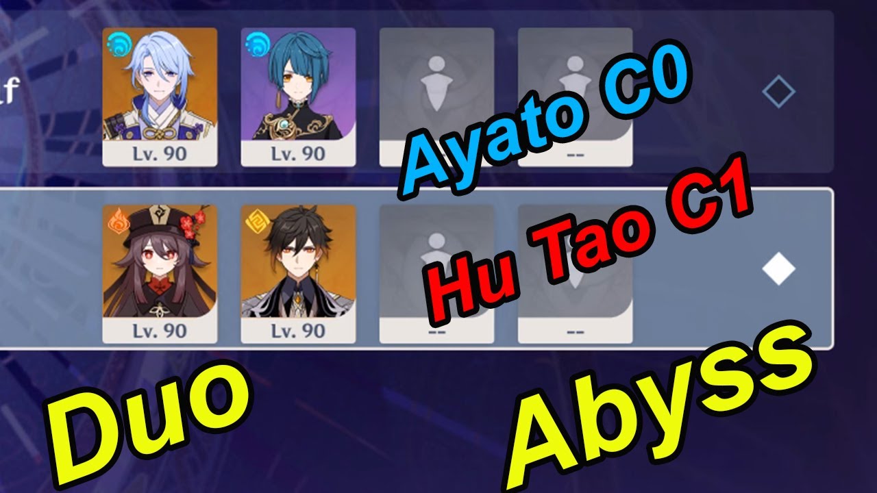 Ayato Hutao Dual DPS Team Comp, C0 Ayato Hutao Thoma Xingqiu