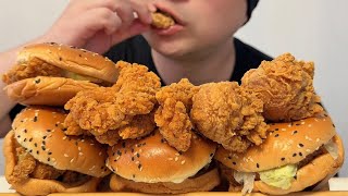 ASMR MUKBANG🔥Eating Fried chicken🐔 Chicken Strips and burger🍔