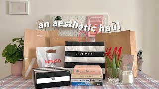 a huge & aesthetic haul 💐 | makeup, books, clothes, decorations..