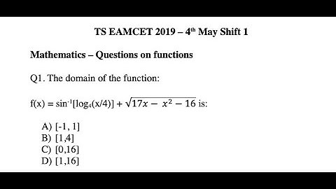 TS EAMCET 2019 - Maths - Functions