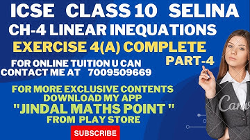 ICSE Ch-4 Linear Inequations Ex-4(A) Complete From Selina Concise For ICSE Class 10 Math