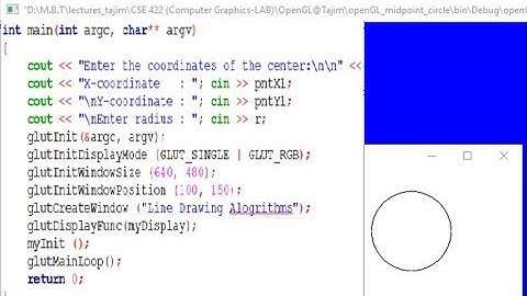 Computer Graphics LAB 13 | Exp 9 | Mid point Circle draw Algorithm in OpenGL with code
