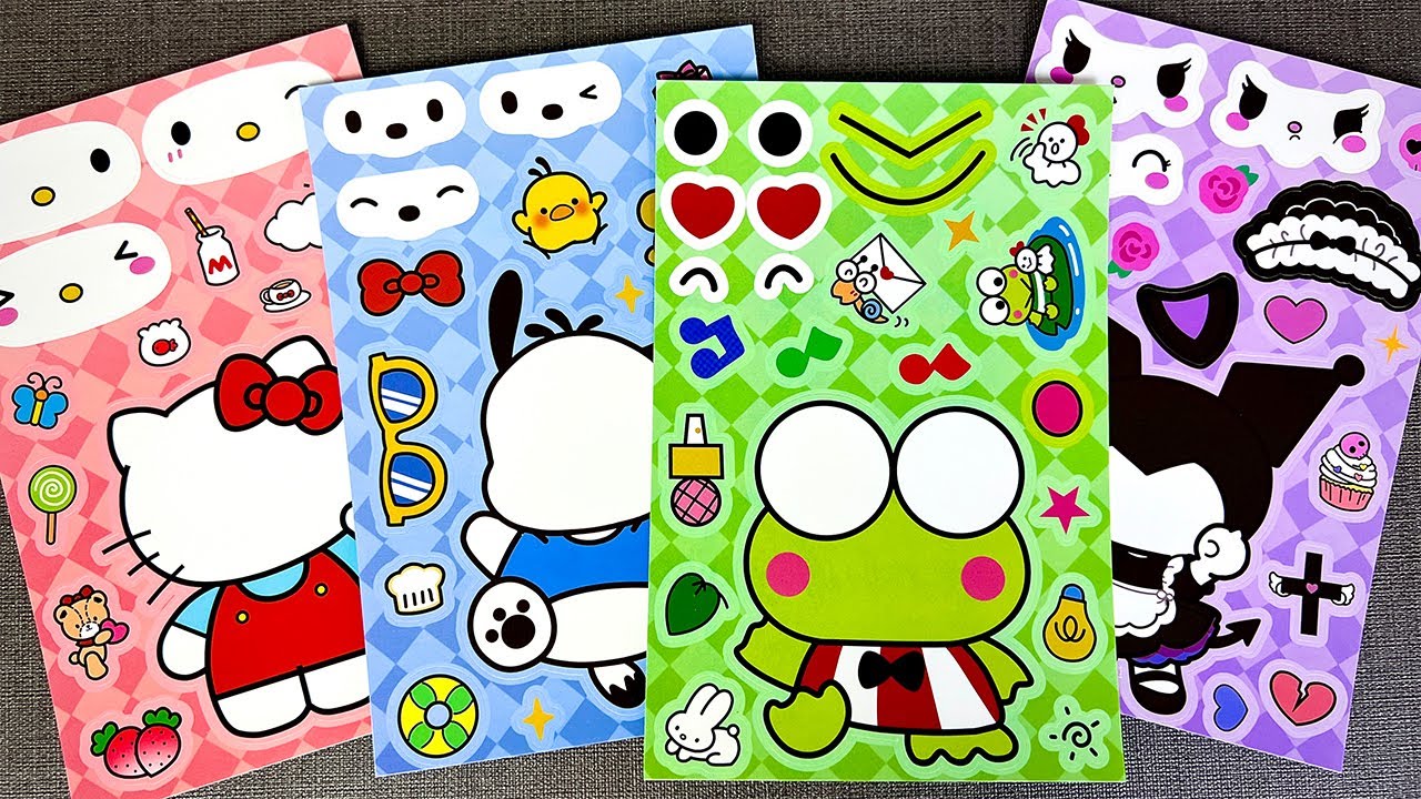 [🐰paper diy🐰] Sanrio Stickers ASMR 💜 Kuromi x My Melody x Hello Kitty | ASMR DIY Paper