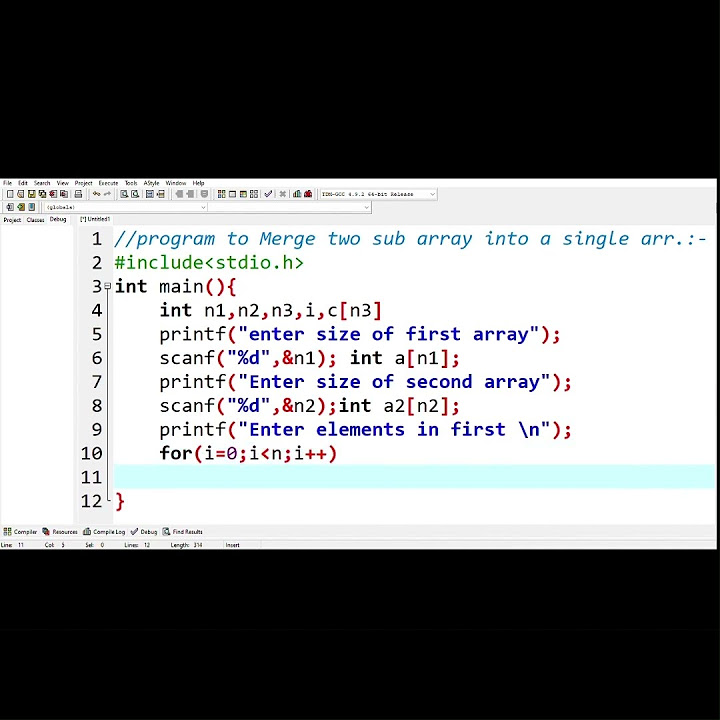 Program to Merge two sub arrays into a single array in C programming ...