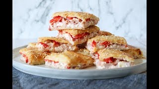 Puff Pastry Squares With Ricotta And Ham - Delicious Snack - By One Kitchen