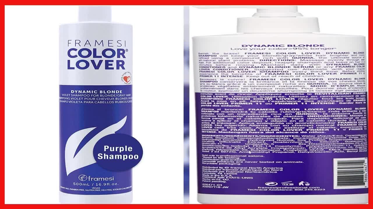 Framesi Color Lover Dynamic Blonde Purple Shampoo, Sulfate Free Shampoo