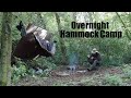 Solo woodland hammock camp  campfire cooking  ribeye steak twig stove bannock