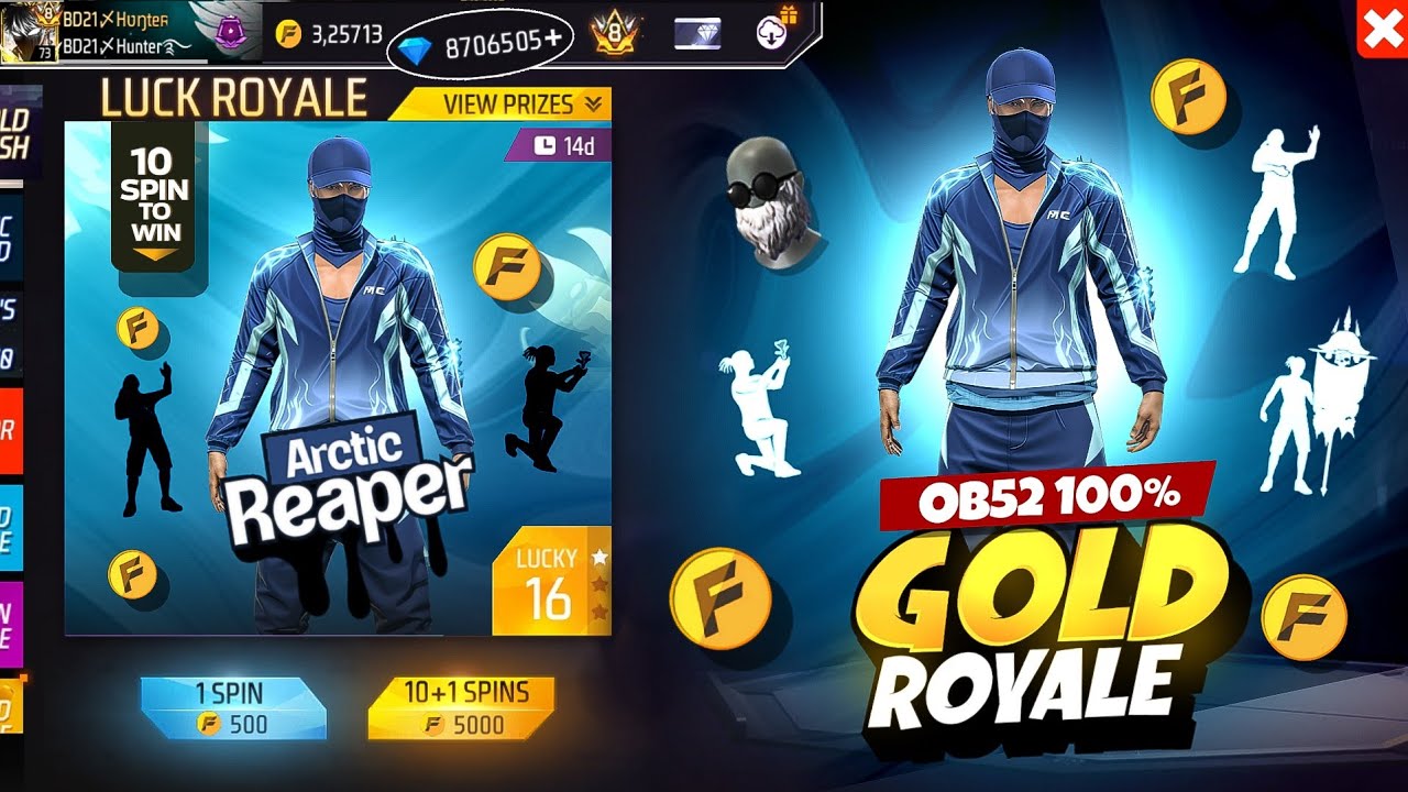 OB52 100% Gold Royale Bundle Free Fire | New Event Free Fire Bangladesh Server | Free Fire New Event