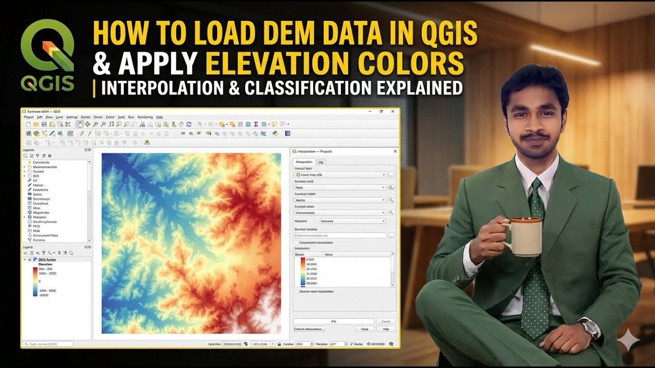 How to Load DEM Data in QGIS & Apply Elevation Colors | Interpolation ...