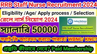 RRB Staff Nurse Recruitment Eligibility /age/Salary /apply process RRB Staff Nurse Recruitment