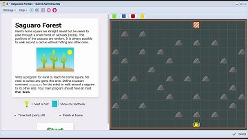 Karel the Robot in NCLab, Version 0.9 - Saguaro Forest (Purple Belt 1 - Custom Commands)