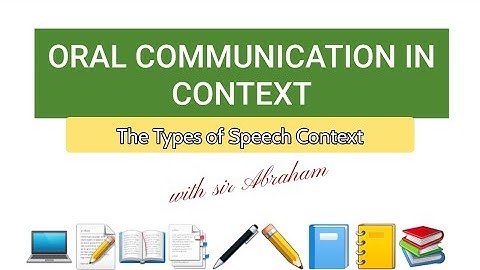 THE TYPES OF SPEECH CONTEXT | ORAL COMMUNICATION IN CONTEXT